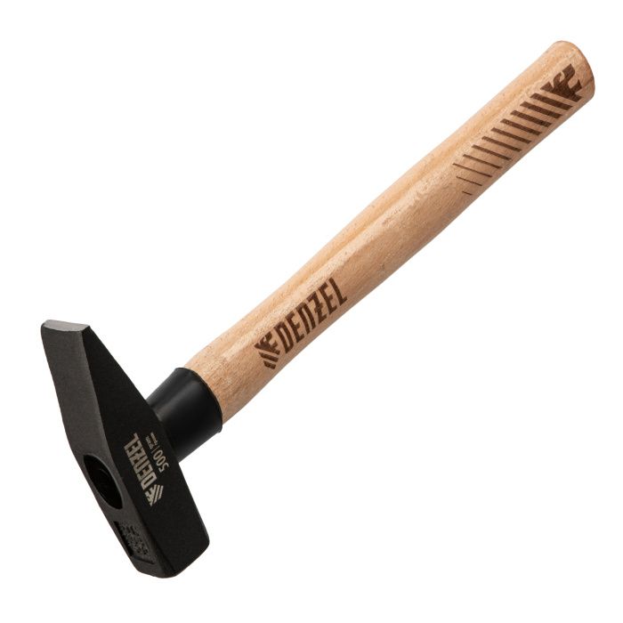 Молоток слесарный, 500 г, кованый квадратный боек, буковая рукоятка Denzel 10429