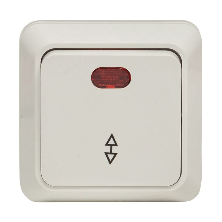 Рим Выключатель проходной 1-клавишный с индикатором 10А белый EKF ENV10-125-10