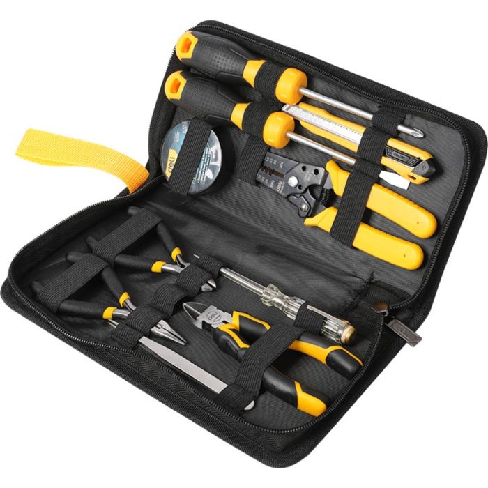 Набор ручного инструмента Deli YS EDL-C1011E, 11 пр, сумка, черный, желтый