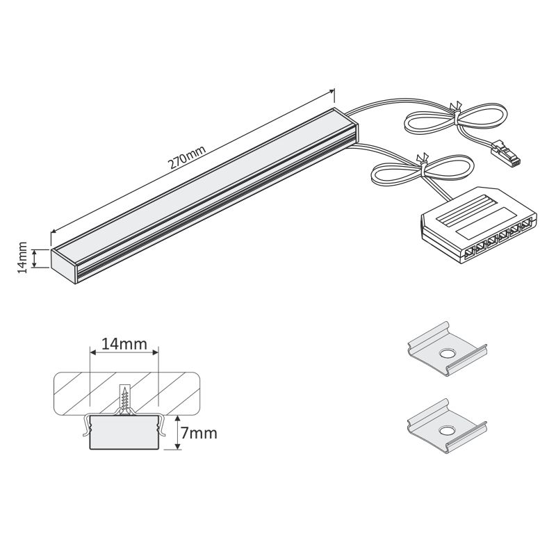 Светильник светодиодный Polarus Micro Master, накладной, 12VDC, 3,4W, L-270mm, холодный белый 6000К, HLT 64128