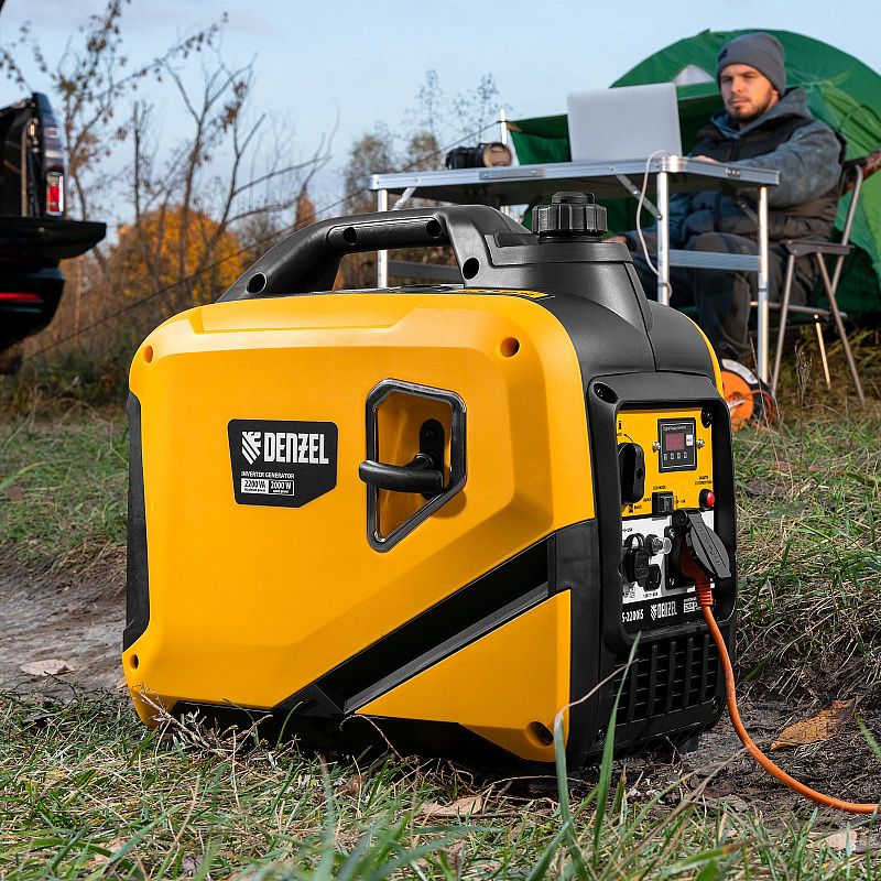 Генератор инверторный GS-2200iS, 2,2 кВт, 230 В, закрытый корпус, ручной старт DENZEL 94713