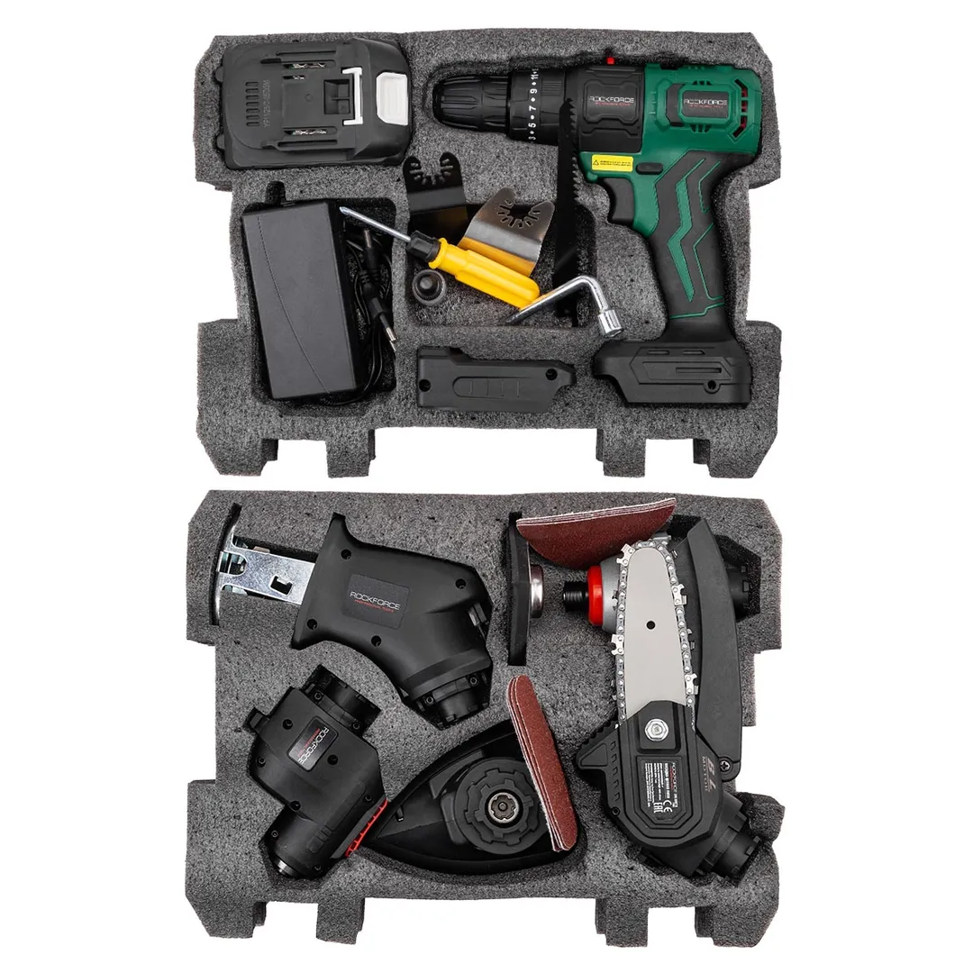 Инструмент многофункциональный аккумуляторный 8 в 1, 21В RockForce RF-JCB-18MT-B TXM