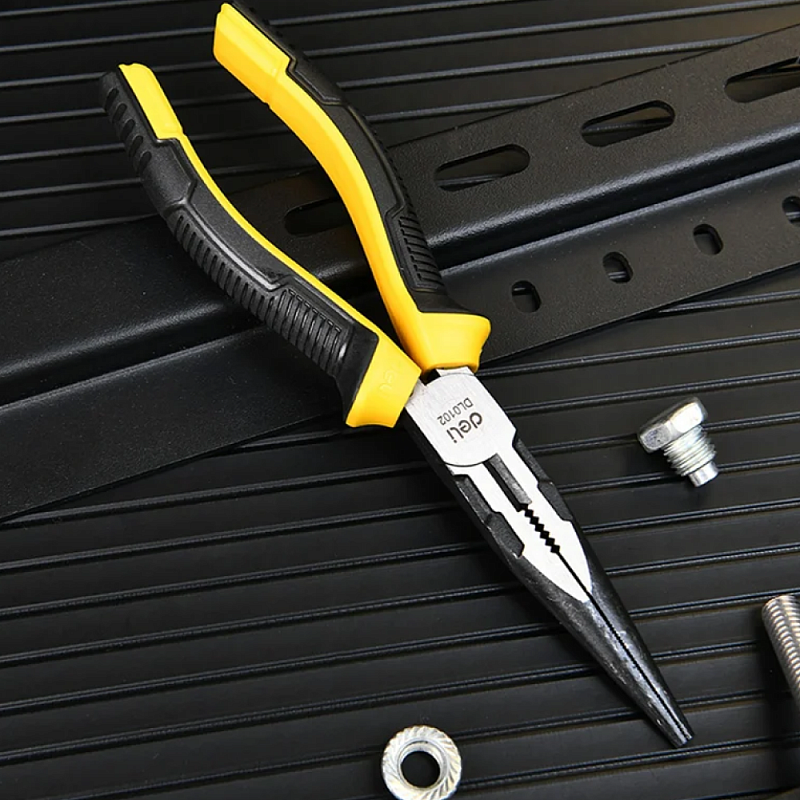 Длинногубцы Deli YS EDL0102, 200 мм, 2-х компонентные рукоятки