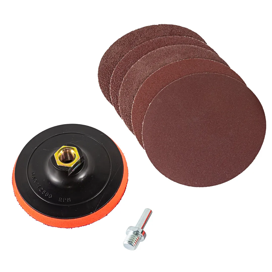 Тарелка опорная для УШМ в комплекте с кругами шлифовальными самоцепляющимися 7 пр. 115 мм Forsage F-PSD115