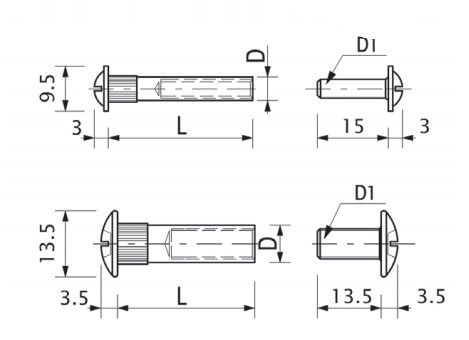 Стяжка межшкафная d5 М4х30мм (уп/1тыс.шт) AKS 39542