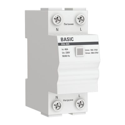 Реле напряжения (сквозное подкл,) RVb-40A EKF Basic rvb-40a