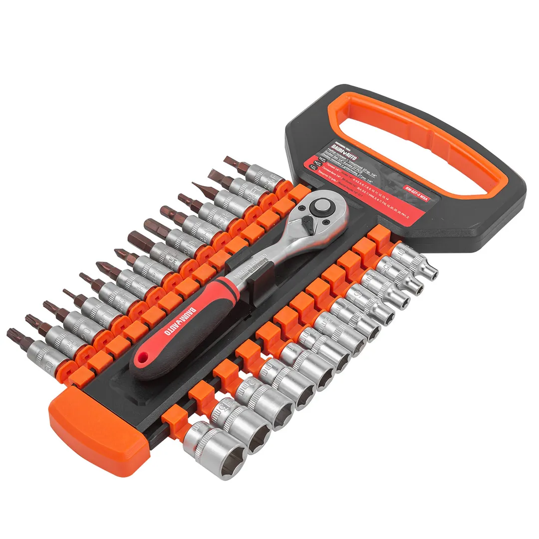 Набор головок с трещоткой 27 пр., 1/4" BaumAuto BM-027-5MSA