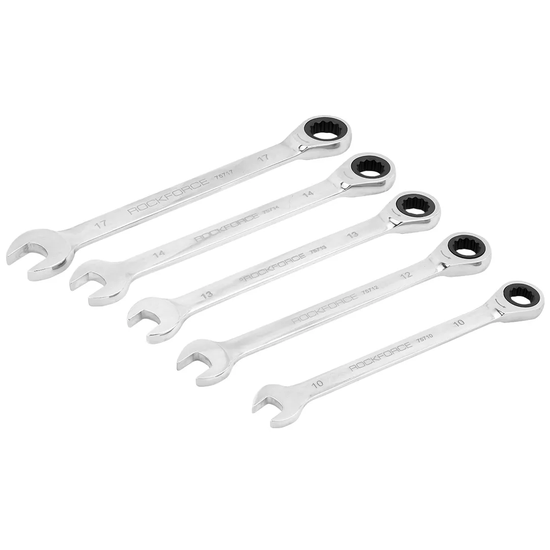 Набор комбинированных трещоточных ключей 10, 12-14, 17 мм 5 пр RockForce RF-51052