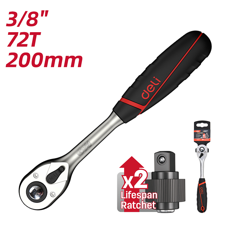 Трещотка 1/4" 150 мм, 72 зуба Deli RS EDQ41802