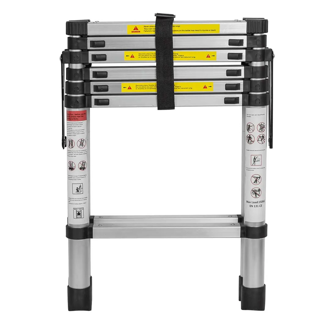 Лестница телескопическая двухсекционная 0.7-2.0+2.0 м, 6+6 ступенек, нагрузка 150 кг, ForceKraft FK-BL-TA200