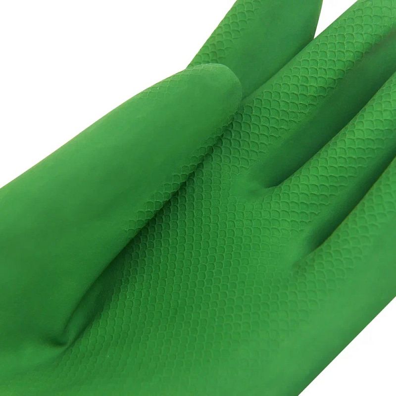 Перчатки латексные хозяйственные Zaubex БИКОЛОР, усиленные, р-р XL, зеленый, желтый