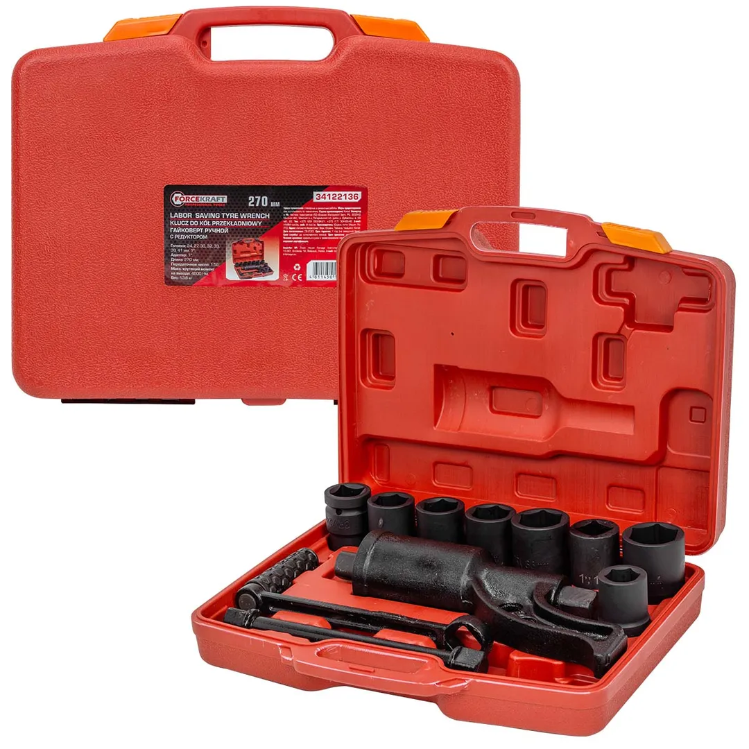 Гайковерт ручной с редуктором 1:58, 4800 Н/м, 1", головки 24-41 мм 7 пр, L270 мм ForceKraft FK-34122136