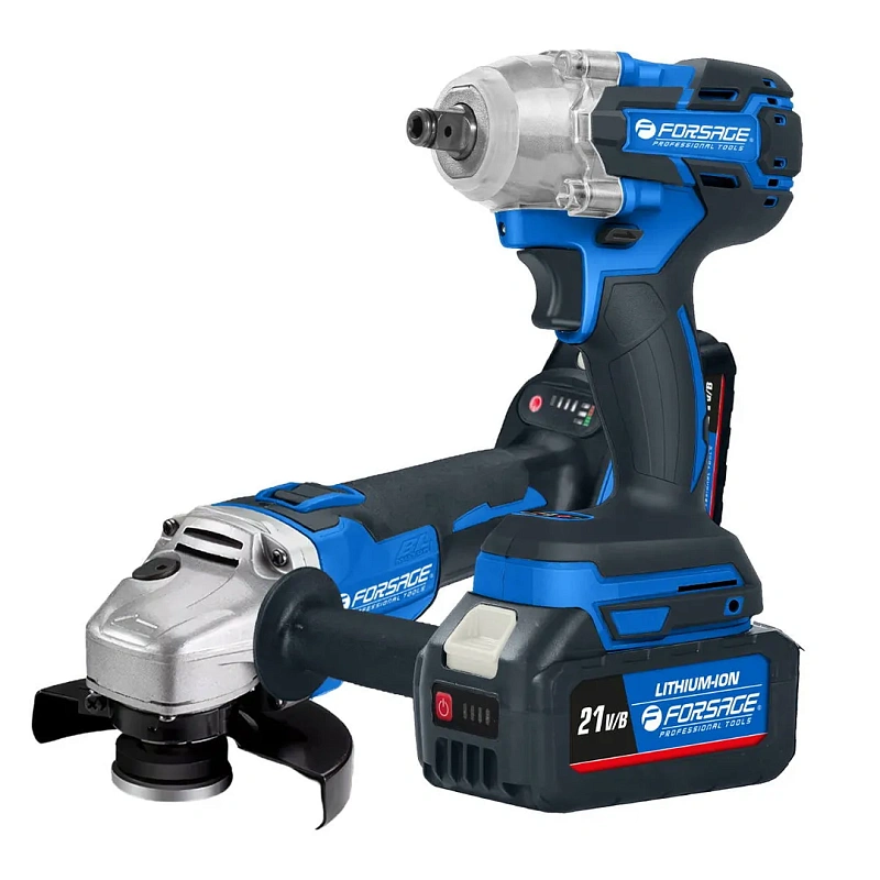 Набор аккумуляторный шруповерт и углошлифмашина, 2 АКБ, зарядное Forsage F-DK0050X1