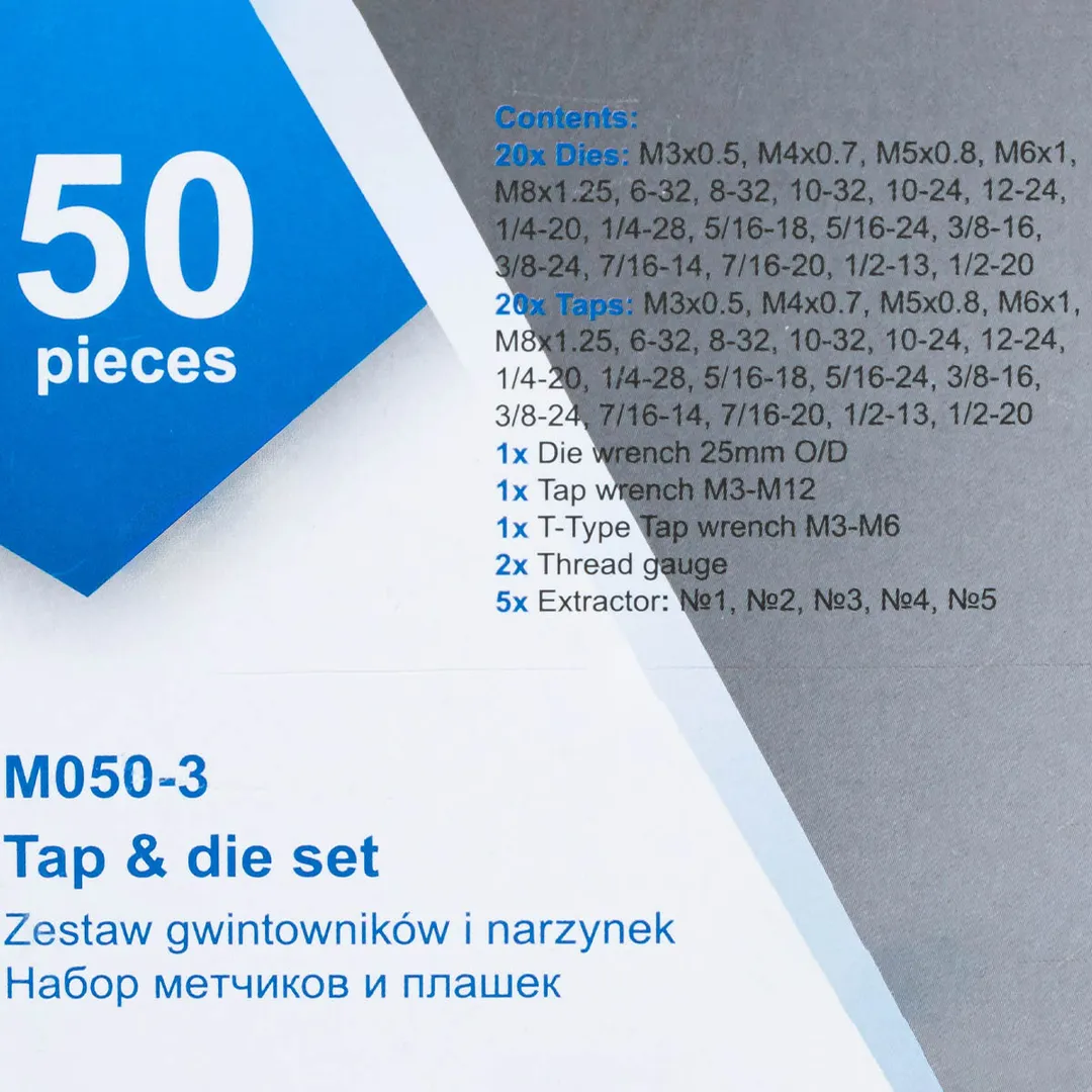 Набор метчиков и плашек 50 пр, Scheppach Sch-M050-3