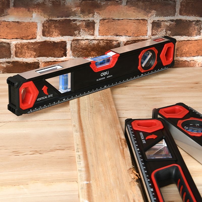 Уровень Deli 800 мм, с двойным обзором, пузырьковый