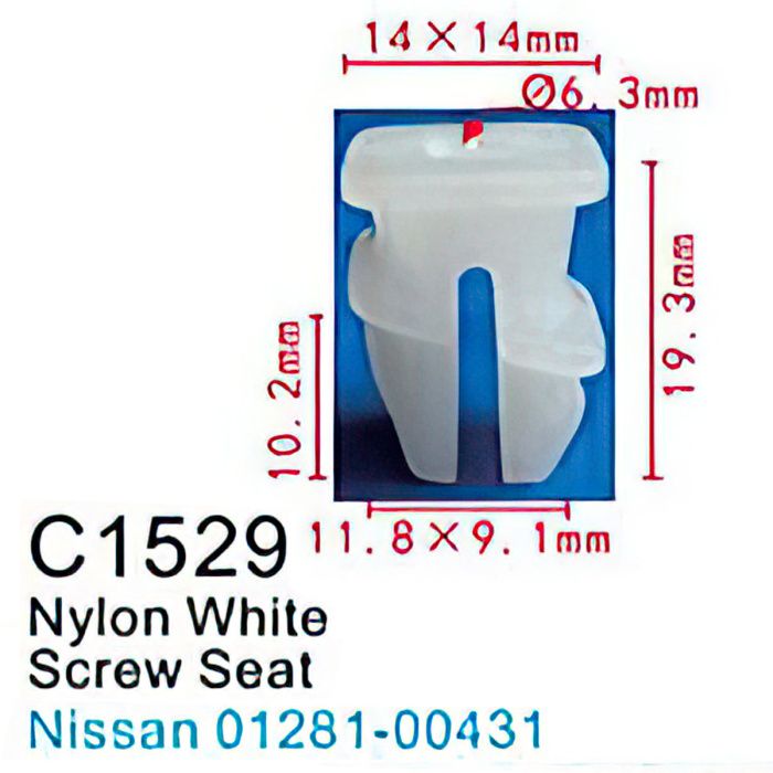 Клипса для крепления внутренней обшивки а/м Ниссан пластиковая, 100 шт Forsage C1529(Nissan)