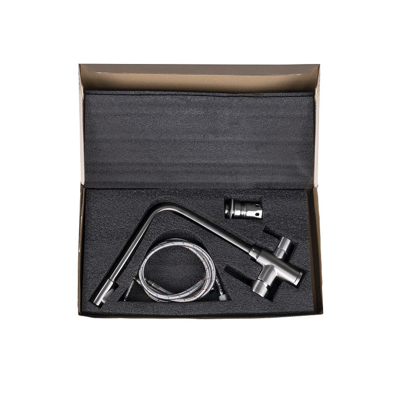 Смеситель для кухни двухрычажный, HDF-8201, сатин, AKS 117677