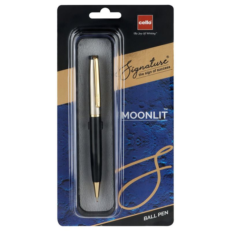 Ручка шариковая автоматическая "Moonlit", 0.7 мм, черный, айвори, золото, стерж. синий