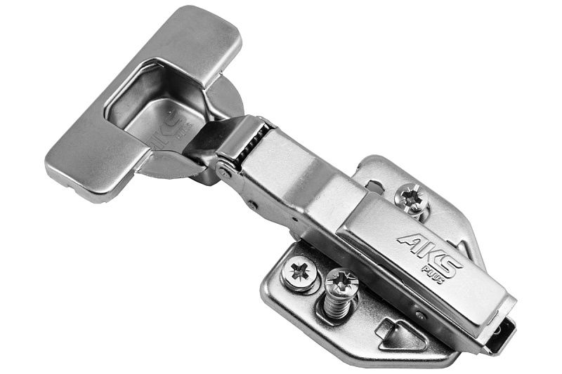 Петля накладная с доводчиком 48мм h0 clip-on 3D (саморезы, заглушки) AKS PLUS 62797