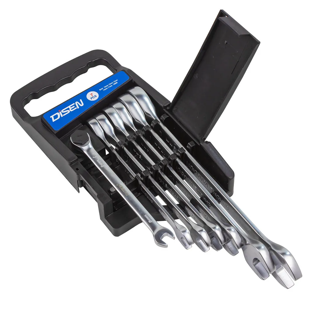 Набор ключей трещоточных 8-19 мм, 7 пр. DISEN DSD1508