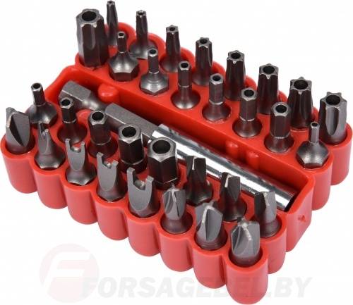 Набор бит TorxTR;Torq-Set;Spanner;Tri-Wing;HEX TR 1/4'' CrV 33 пр. Vorel 66330