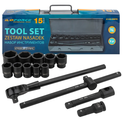 Набор ударных инструментов 15 пр 3/4'' 6-гр ILOforce IF-6143-5MPB