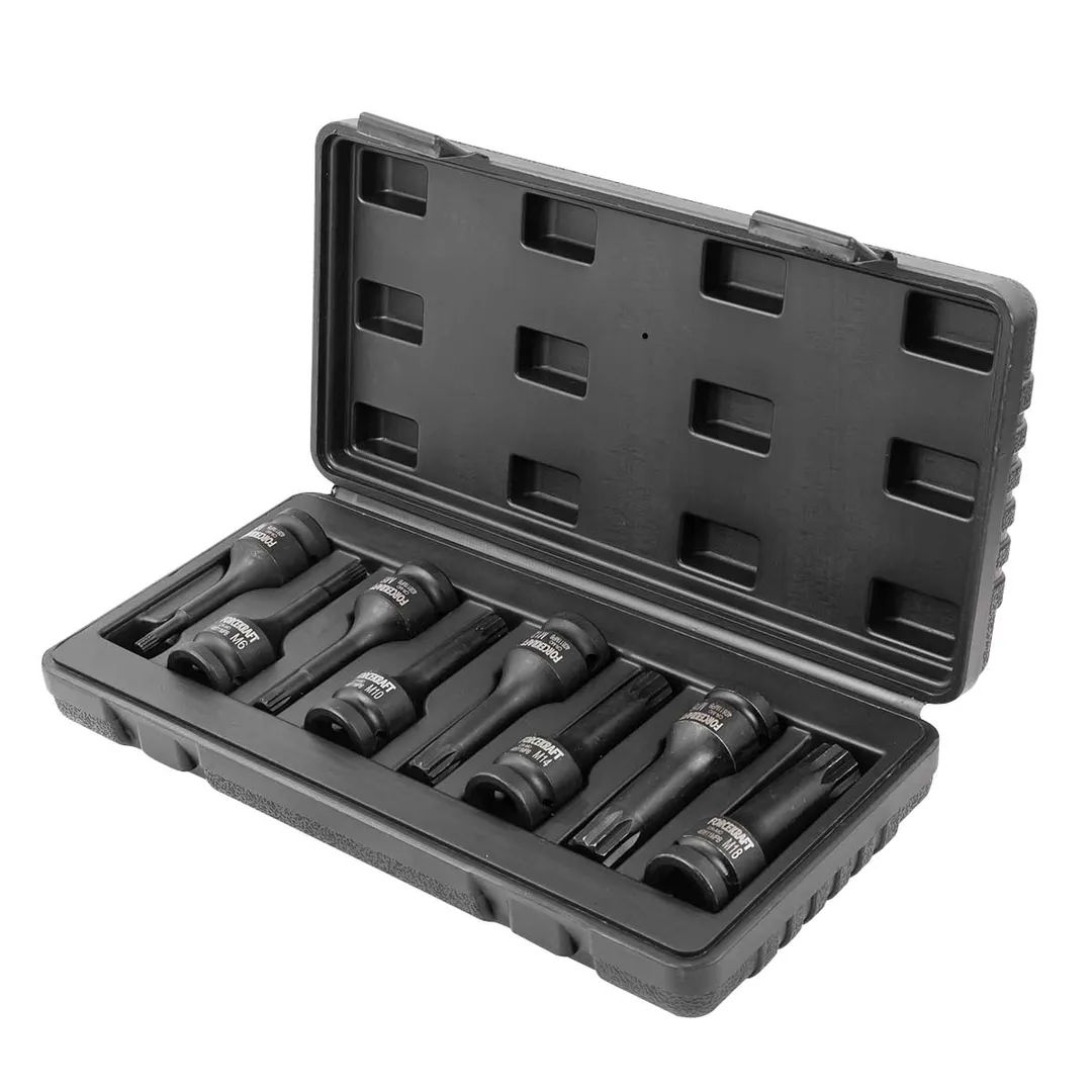 Набор ударных головок-бит SPLINE M5-M18 1/2'' 8 пр ForceKraft FK-40811MPB