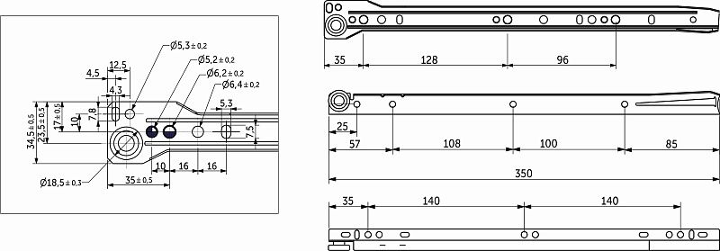 Направляющая роликовая L-350 1,0мм белая GRIDLI 123070