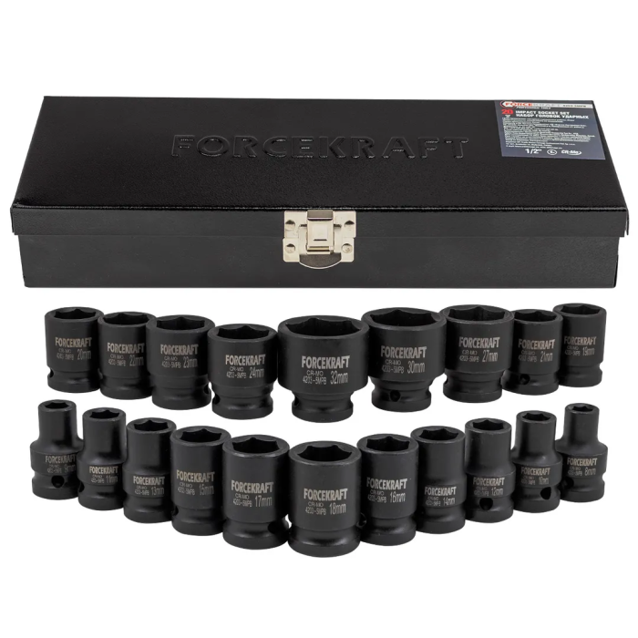 Набор ударных головок 8-24, 27, 30, 32 мм 1/2'' 6-гр 20 пр ForceKraft FK-4203-5MPB