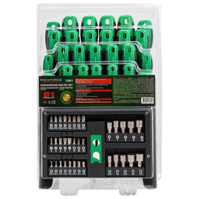 Набор отверток PH, SL, Torx, Square Head, биты PH, PZ, SL, Hex, Square Head, головки 61 пр RockForce RF-7061