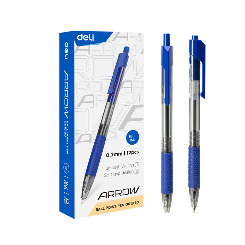 Ручка шариковая "Arrow", 0.7 мм, прозрачный, синий, стерж. синий