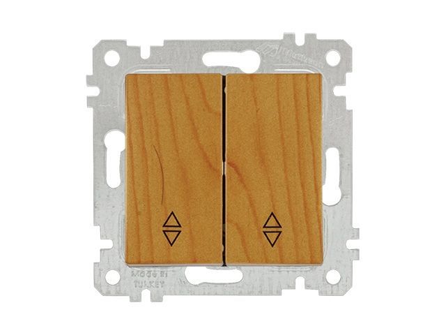 Выключатель проходной 2-клав., скрытый, без рамки, пруж. зажим, дуб, RITA, 10 A, 250 V, IP 20, Mutlusan 22004040158