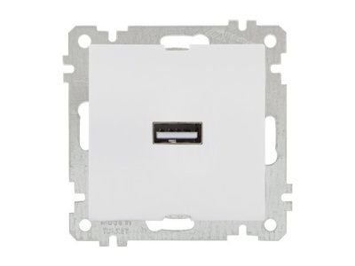 Розетка 1-ая USB (скрытая, без рамки) белая, DARIA, (USB-зарядка, 5V-2.1A) Mutlusan 21004480101