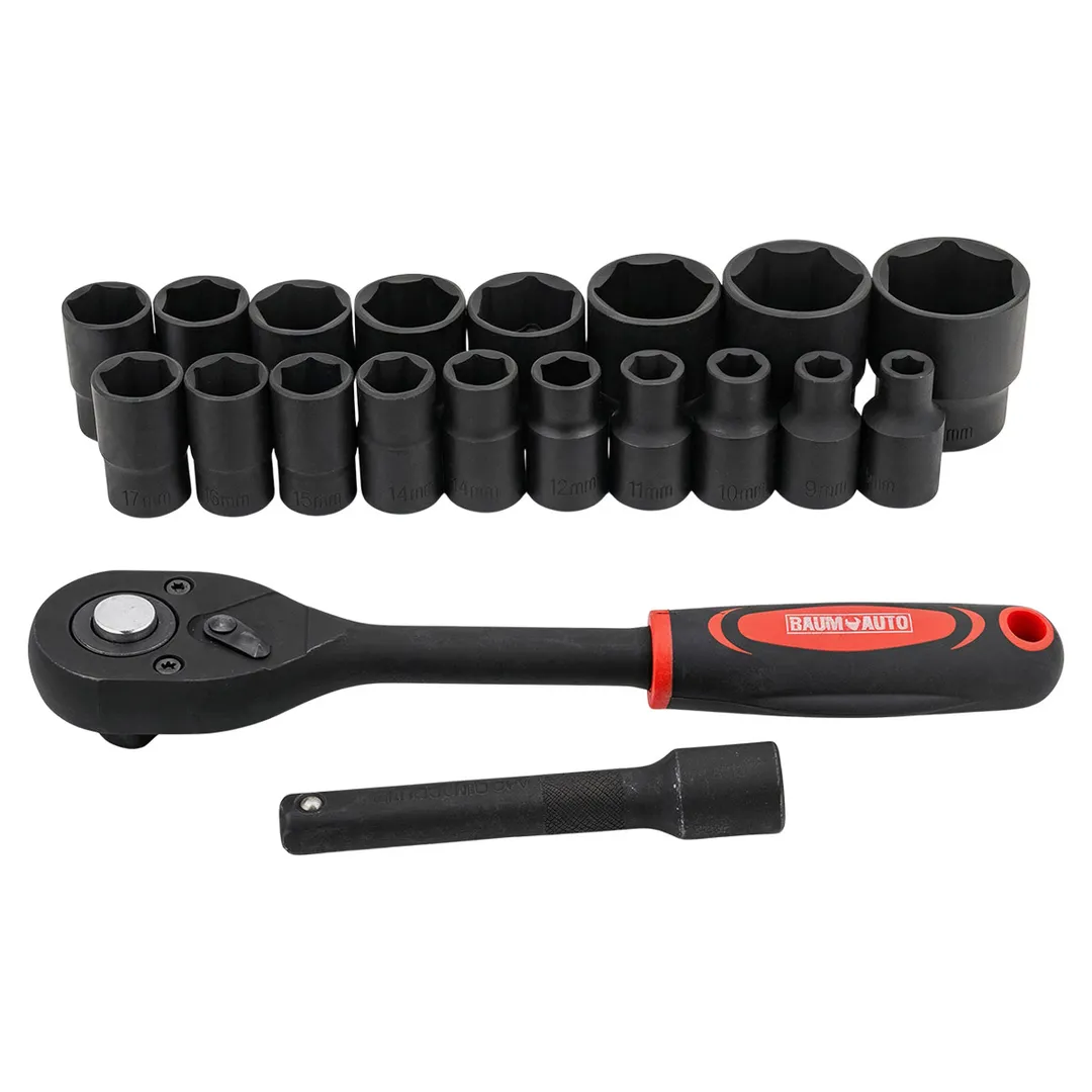 Набор ударных головок 8-32 мм 1/2'', с трещоткой 20 пр BaumAuto BM-019-5K