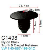Клипса для крепления внутренней обшивки а/м Фольксваген пластиковая, 100 шт Forsage C1498(VW)