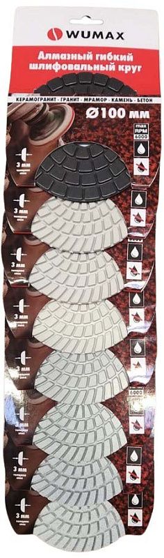 Алмазный круг для полировки гранита, d100 мм, G3000, WPA, WUMAX 1668203000
