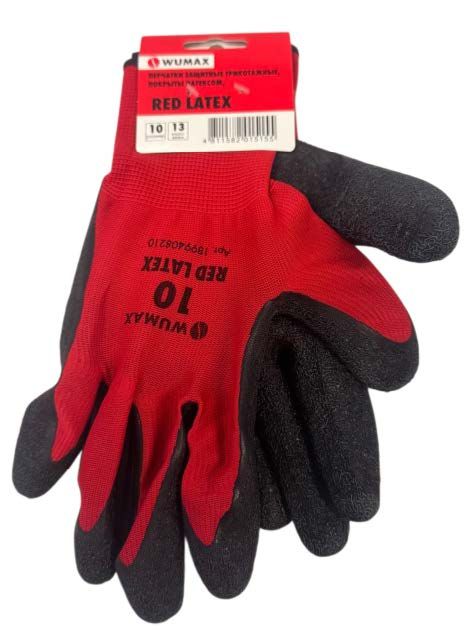 Перчатки защитные от минимальных рисков , покрыты латексом, Red Latex, р. 10, WUMAX 1899408210