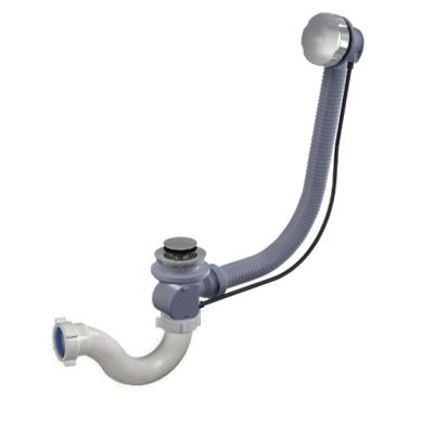 Сифон для ванны (обвязка) полуавтомат, пластик, хром TIM BAS0170P