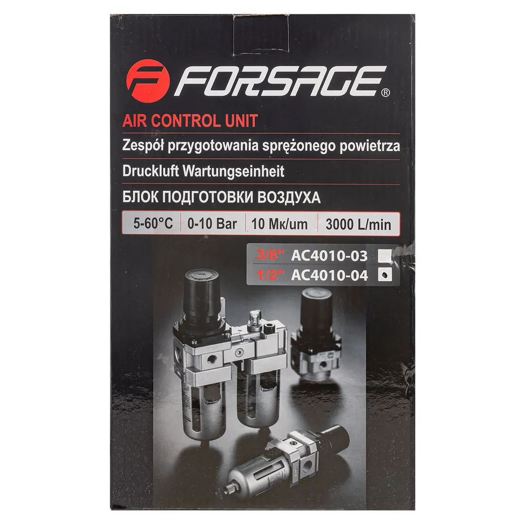 Блок подготовки воздуха, фильтр-регулятор + лубрикатор, 1/2" Forsage F-AC4010-04