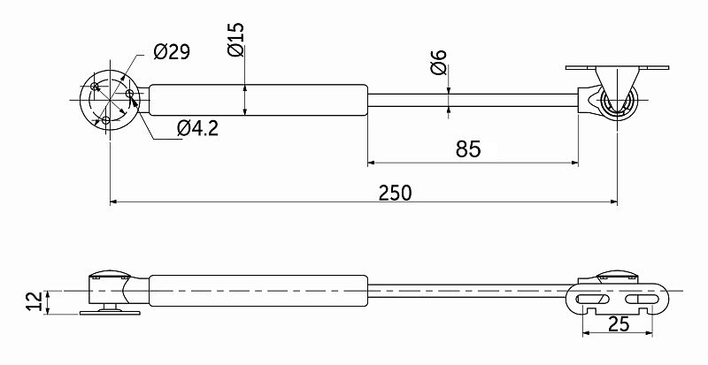 Подъемник газовый верхний 100N белый AKS 115812