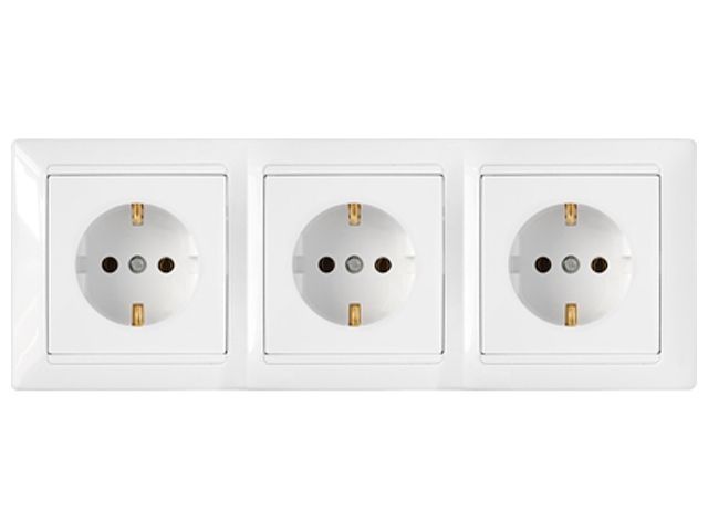 Розетка 3-ая (скрытая, с/з) белая, Стиль, Bylectrica РС16-354