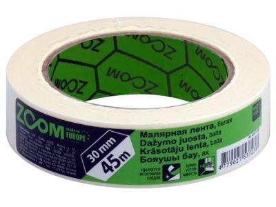 Лента малярная 30 мм х 45 м, белая ZOOM 02-5-1-103