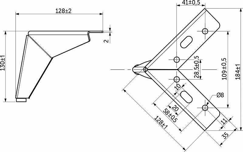 Опора мебельная мет. HELLY h130 угловая матовое золото AKS 112445
