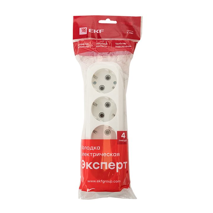 Колодка 4 гн, 16А 3,5кВт с/з Эксперт EKF PROxima AKB16-4