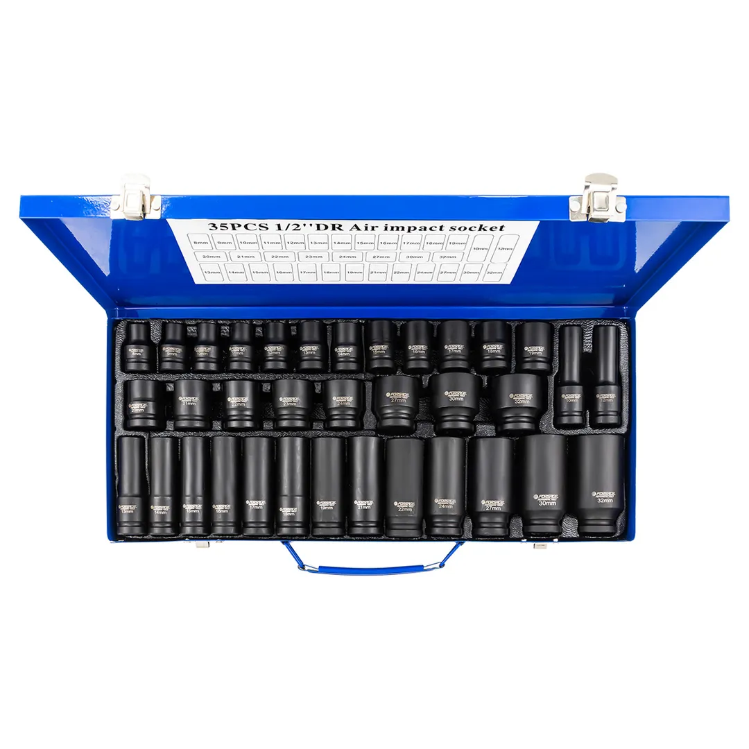 Набор ударных головок 35 пр. 1/2" 6-гр, L38 мм: 8-32 мм, L78 мм: 10-32 мм Forsage F-4353-5MPB