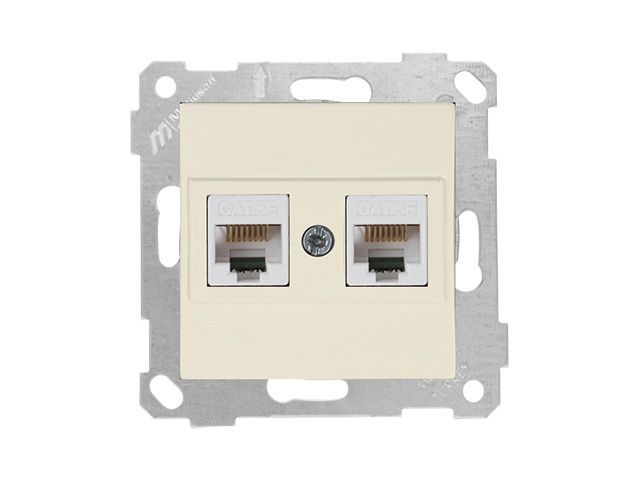Розетка компьютерная 2xRJ45, Cat5e, скрытая, без рамки, кремовая, RITA, Mutlusan 22001380102