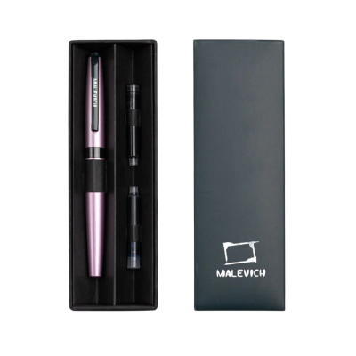 Ручка перьевая EF "Малевичъ", металл, с конвертером, набор два картриджа, сиреневый перламутр