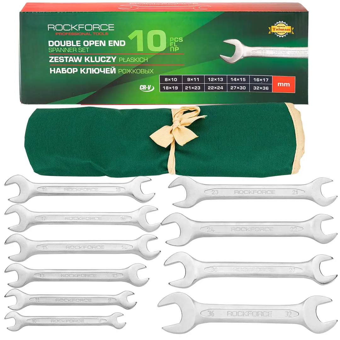 Набор ключей рожковых 8x10-32х36 мм 10 пр RockForce RF-5103P