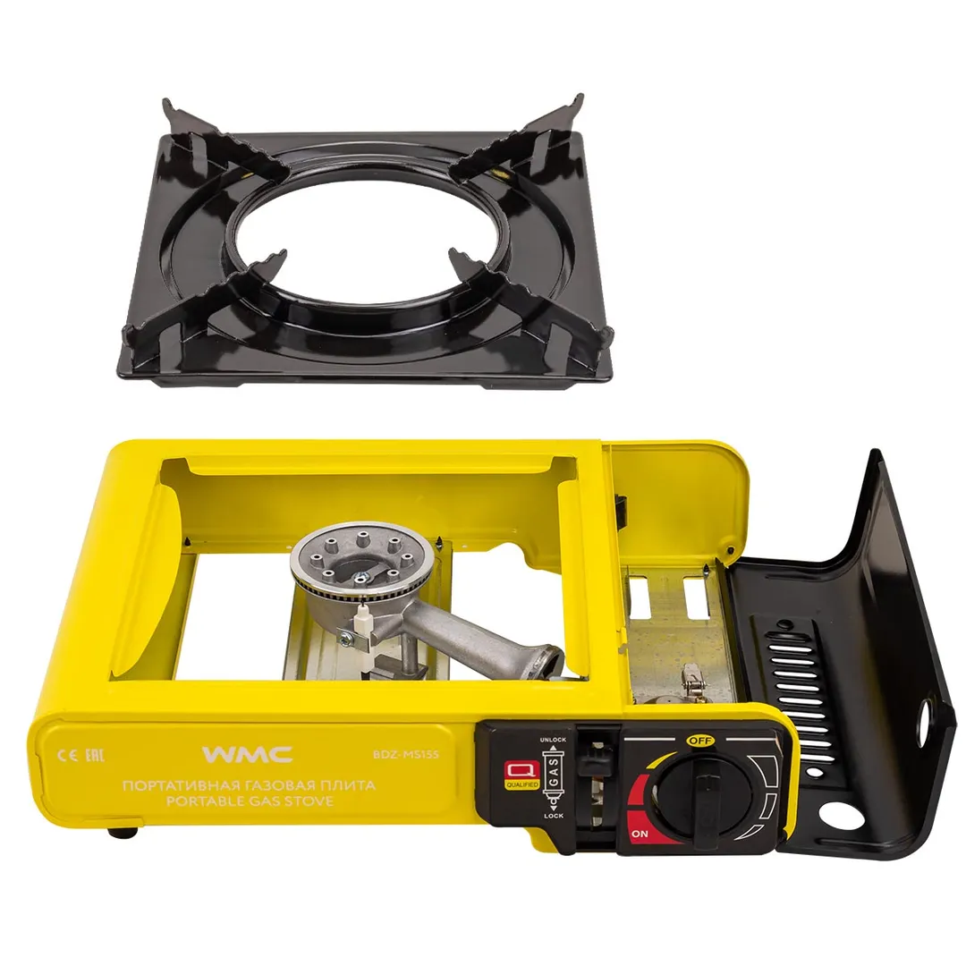 Плита газовая портативная 34х25.5х8.5 см, 2.5кВт, 700°С, расход газа 160г/ч, WMC TOOLS WMC-BDZ-MS155