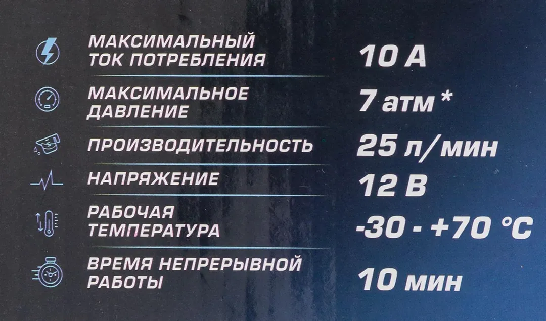Компрессор поршневой автомобильный беспроводной с цифровым манометром, 25л/мин Forsage F-010